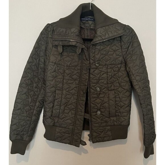 French Connection Women’s Bomber Puffer Jacket Coat Dark Green, Quilted, Size S - Picture 2 of 9